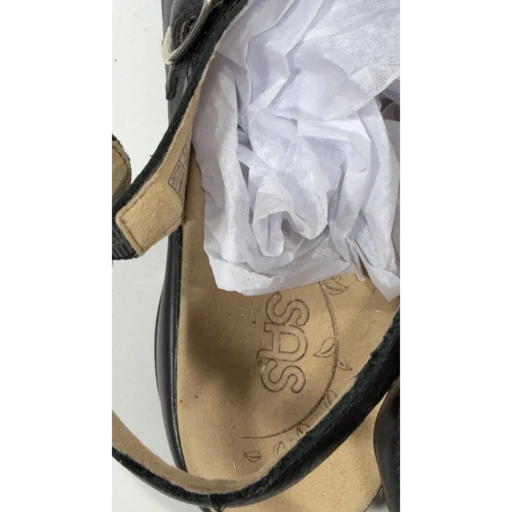 SAS Mystic womens Open Toe Casual Slingback Sandals size 9.5 Narrow Black